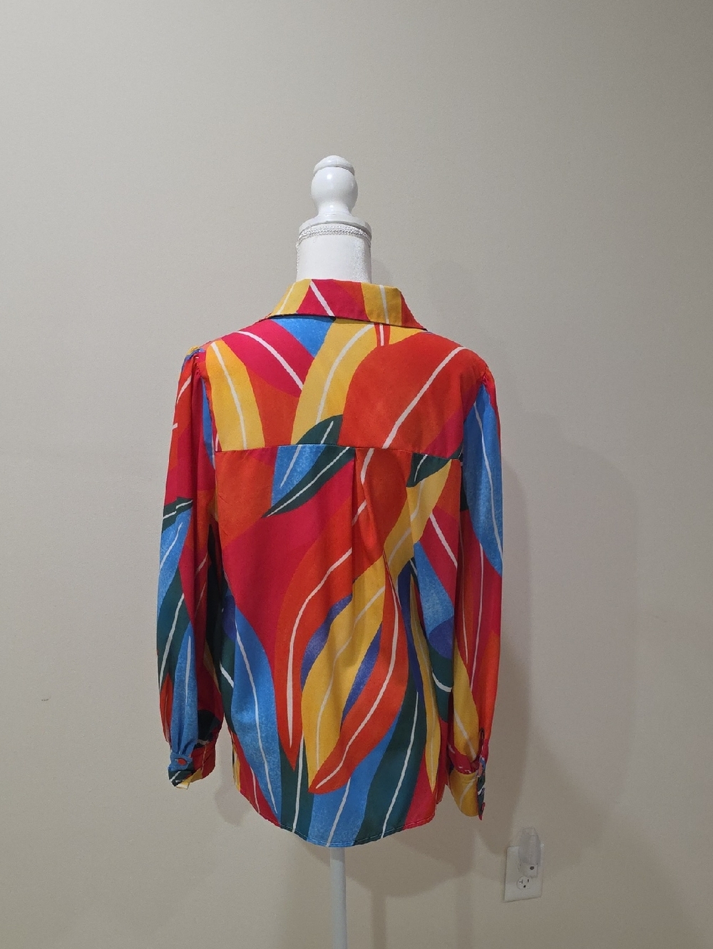 Colorful Abstract Stripe Button-Down Blouse - Picture 2 of 5